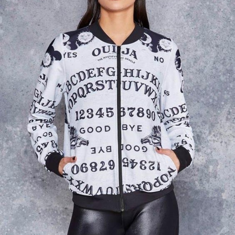 Black milk clothing L white Ouija board BF bomber
